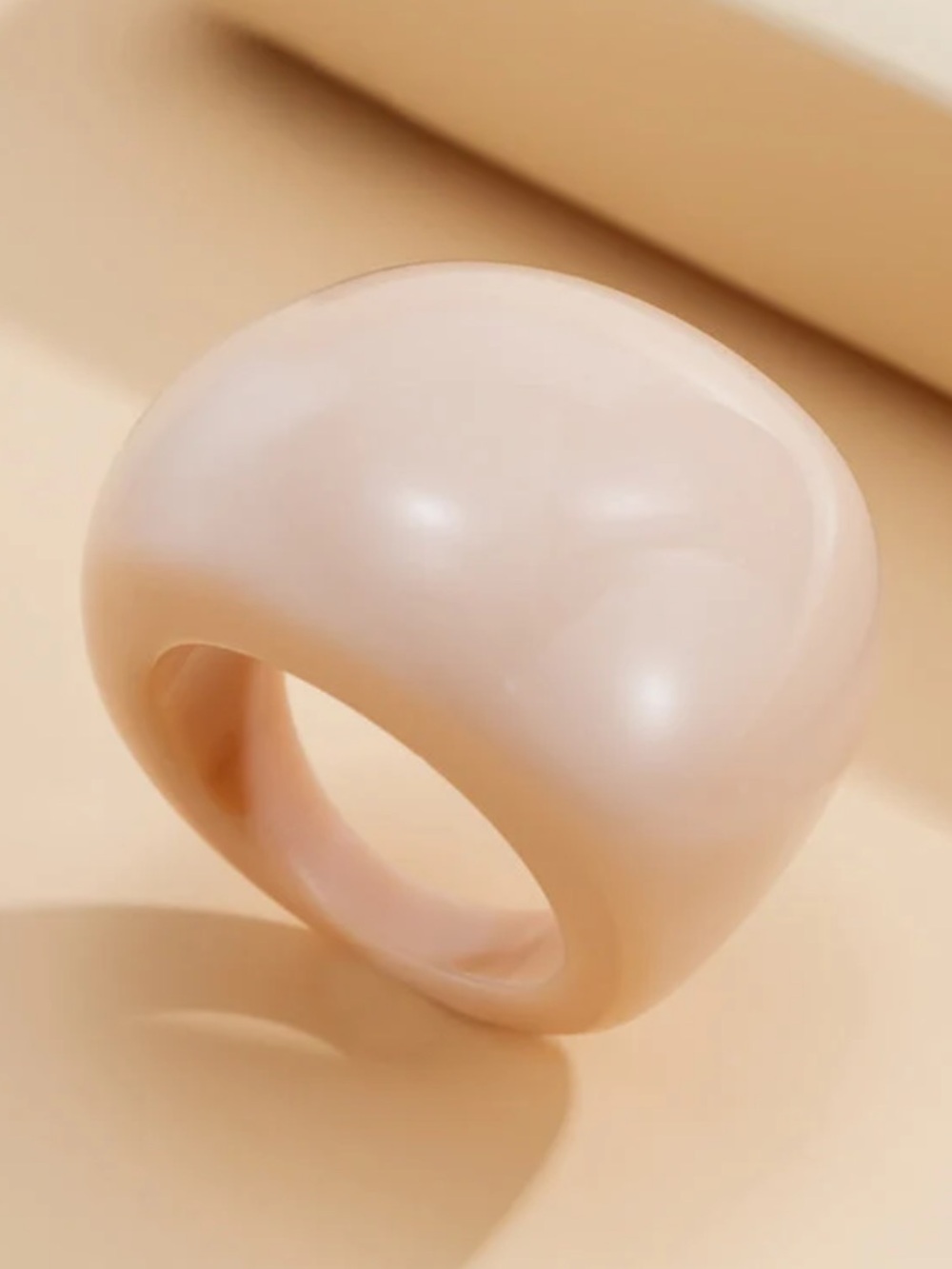 Minimalist Pastel Pink Dome Resin Acrylic Ring